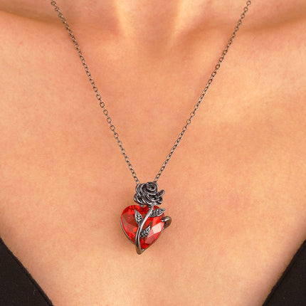 Punk Rose Love Pendant Necklace For Valentine's Day