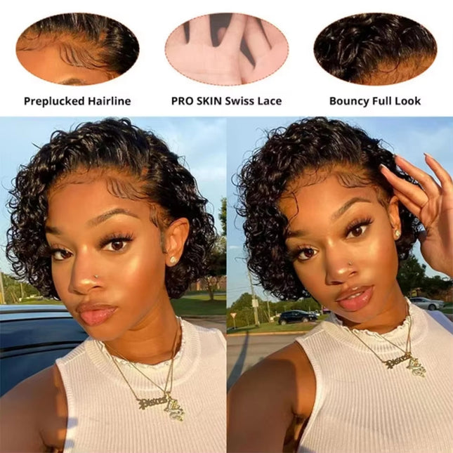 Pixie Wigs For Woman  100% Human Hair