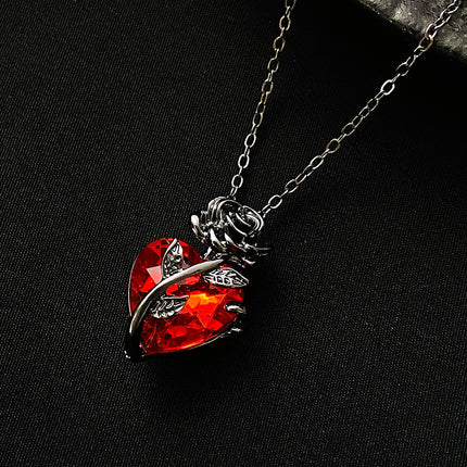 Punk Rose Love Pendant Necklace For Valentine's Day