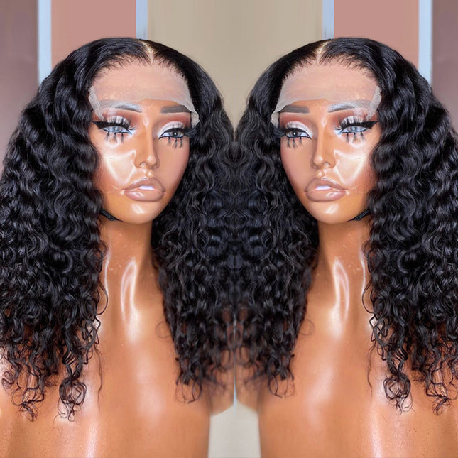 Deep Water Wave 100%Human Hair Wigs Transparent Curly