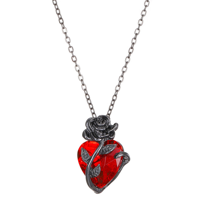 Punk Rose Love Pendant Necklace For Valentine's Day