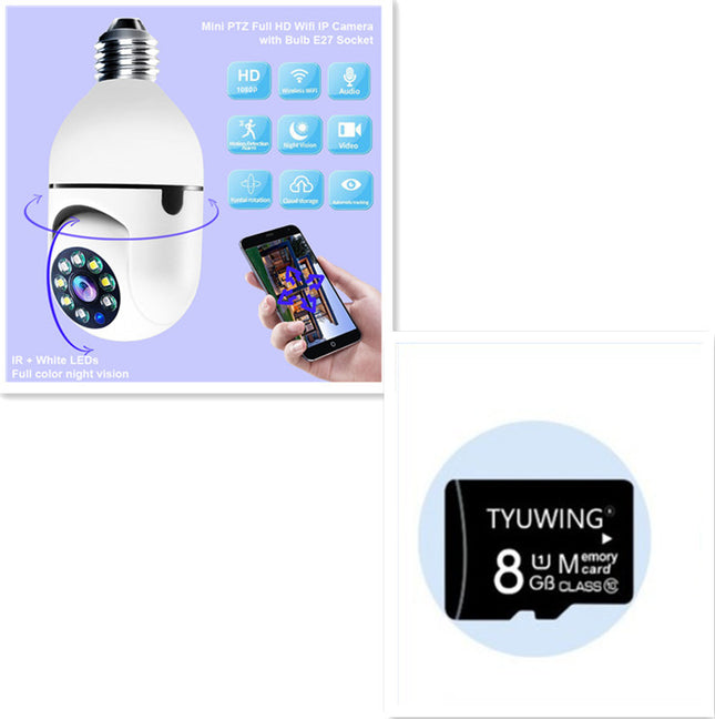 WiFi CAMERA 1080P Bulb 4X Zoom  Alarm Monitor