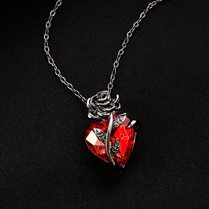 Punk Rose Love Pendant Necklace For Valentine's Day