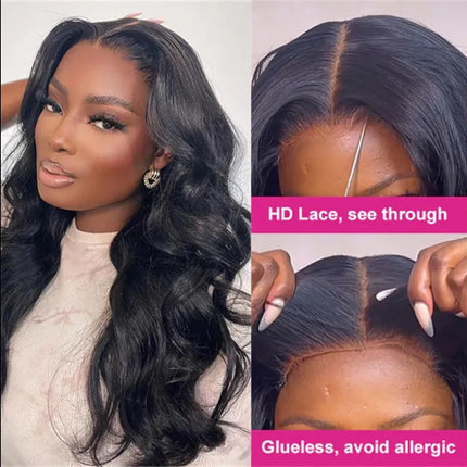 Wear A 200 Density 4x4 Sheer Lace Human Hair Wig Brazilian Remy Horse Body Wave Glue Free Wig Lace Closure Wig